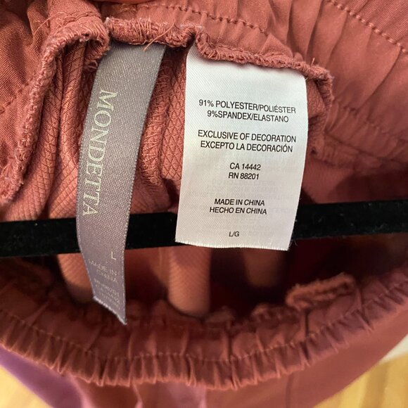 Mondetta Size L High-Rise Ankle Pants Pink, Wide Leg Textured Drawstring - Picture 8 of 8